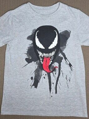 Marvel Kids Gray Venom Face Tee with Red Tongue